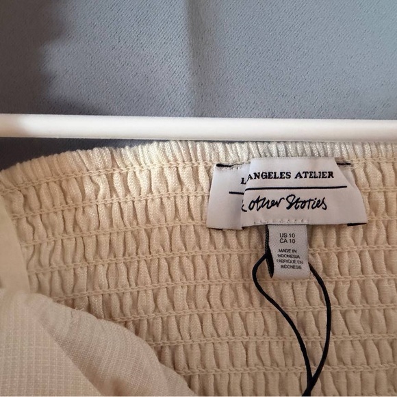 & Other Stories Cream Square-Neck Puff Sleeve Top - Picture 9 of 12